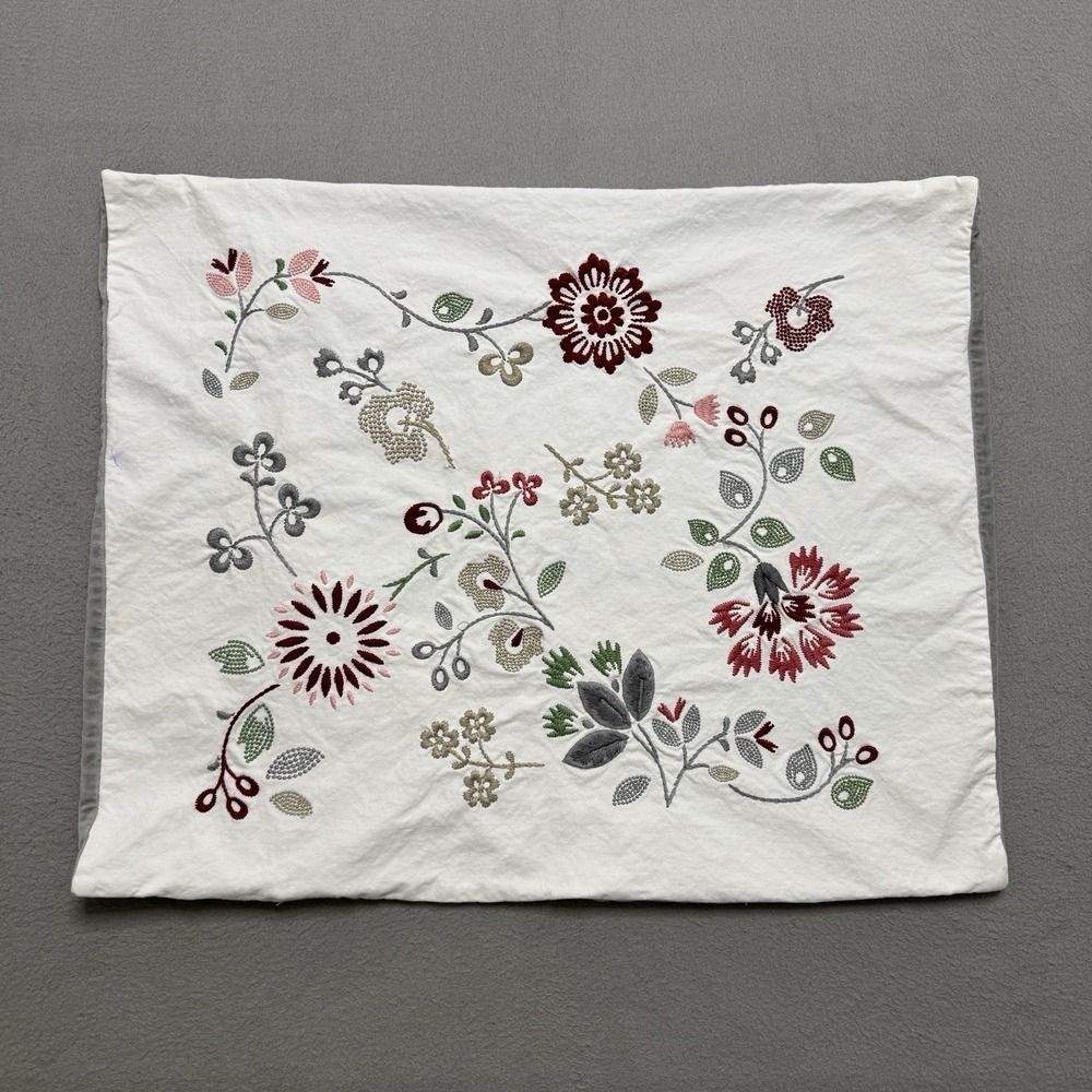 Ikea Hedblomster Pillow Cover Embroidered Floral Throw 22"x18"